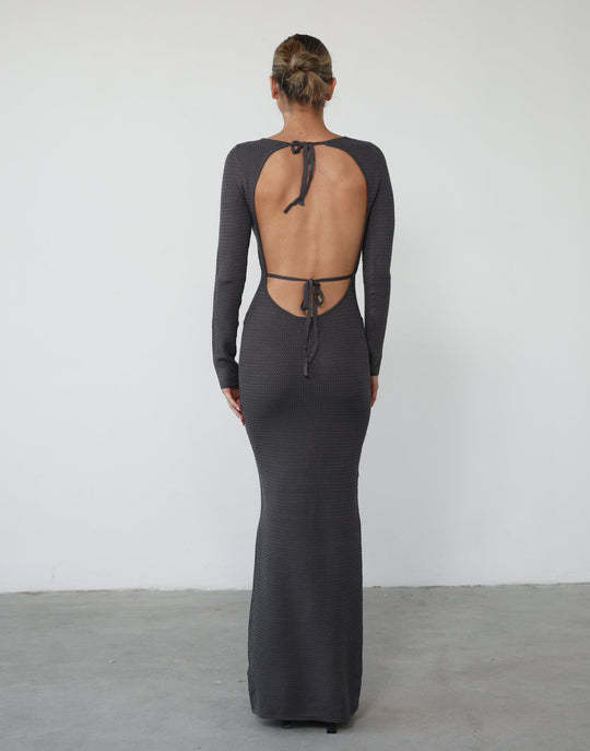 Women's Round Neck Long Sleeve Open Back High Waist Bodycon Dress
