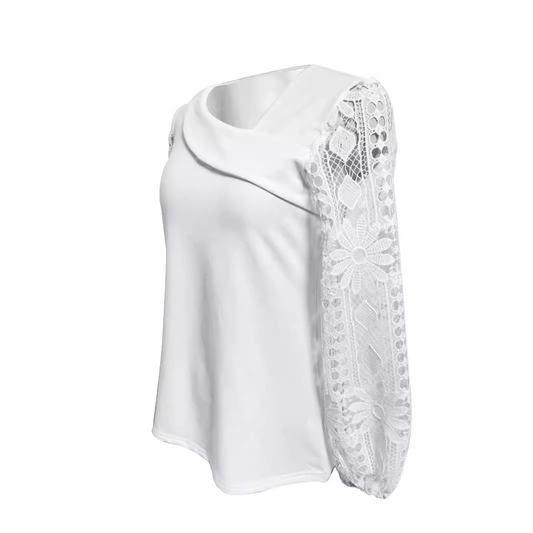 Women's Elegant Hollow-Out Lace Long-Sleeve Top
