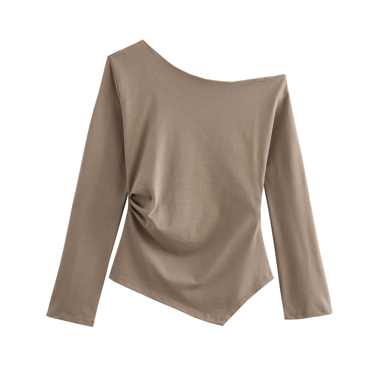 Women's Asymmetric Pleated Top Long Sleeve Pullover