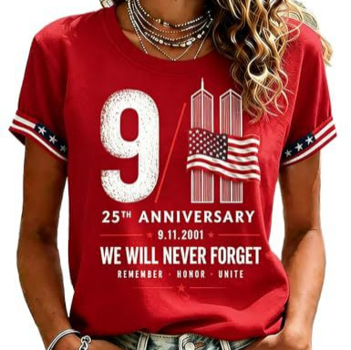 Women's Summer 911 Twin Towers 3D Print Short Sleeve T-Shirt
