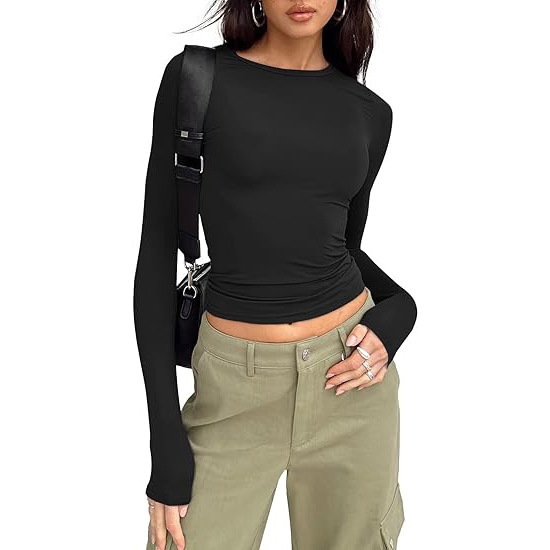 Women's Long-Sleeve Crewneck Slim Fit T-Shirt