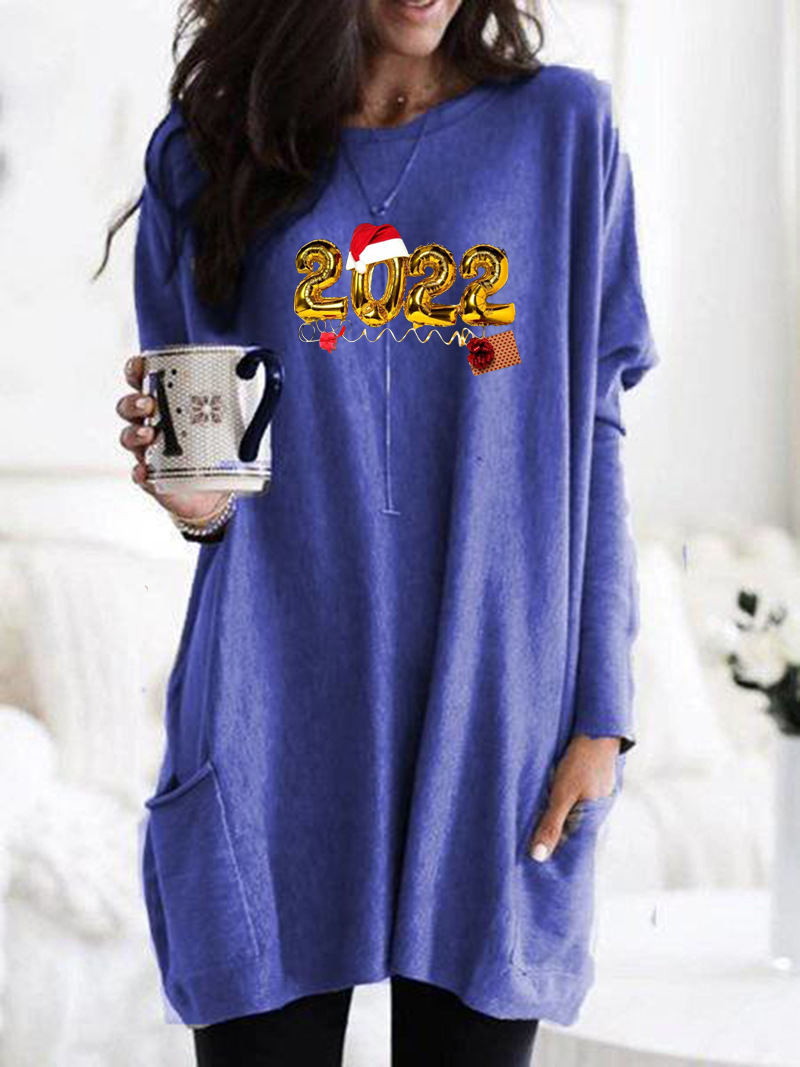 Women's Casual Long Sleeve Crewneck Pink Print Loose Pullover T-Shirt