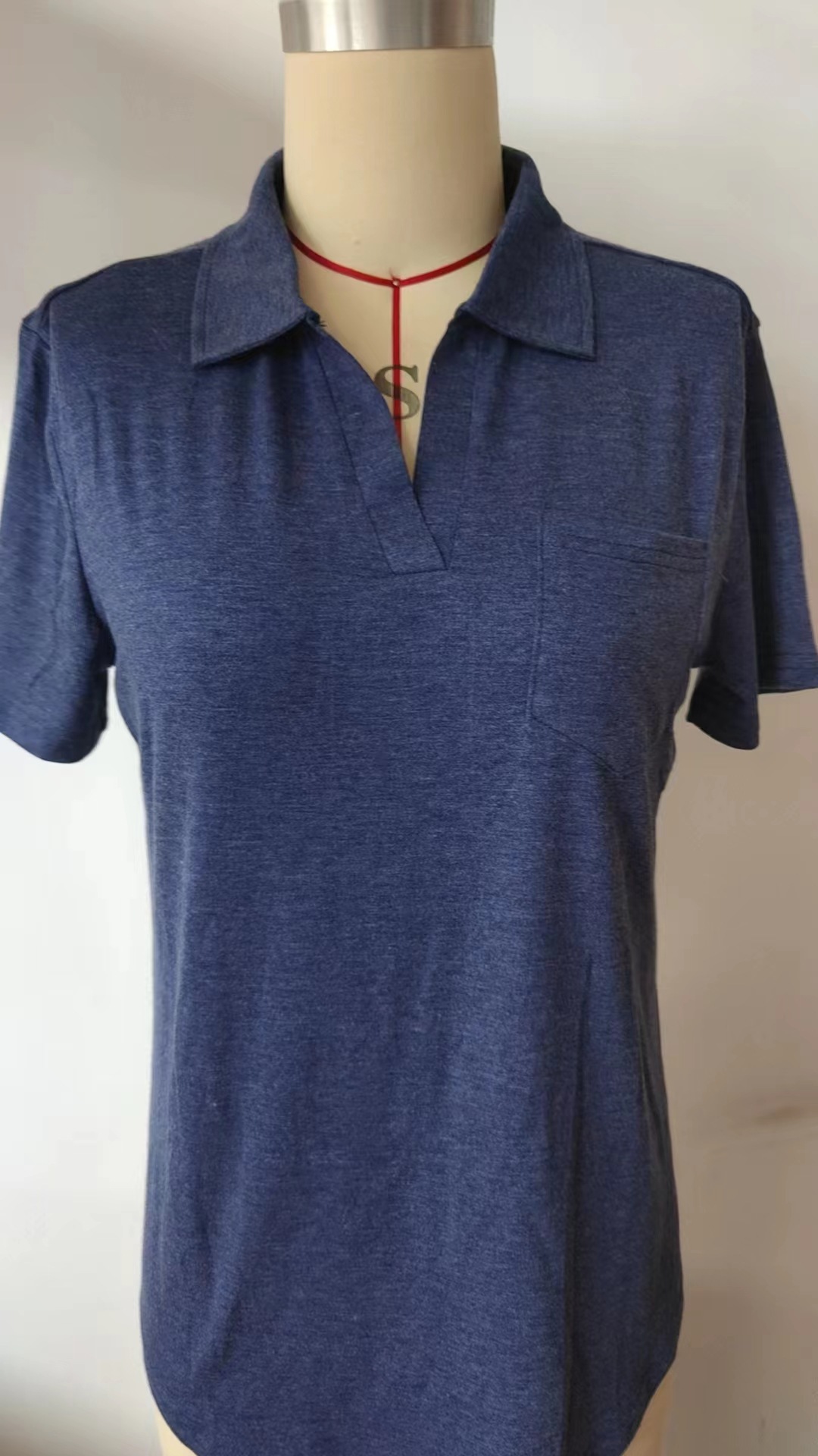 Women's Long Sleeve Solid Color Collared Loose Pocket T-Shirt