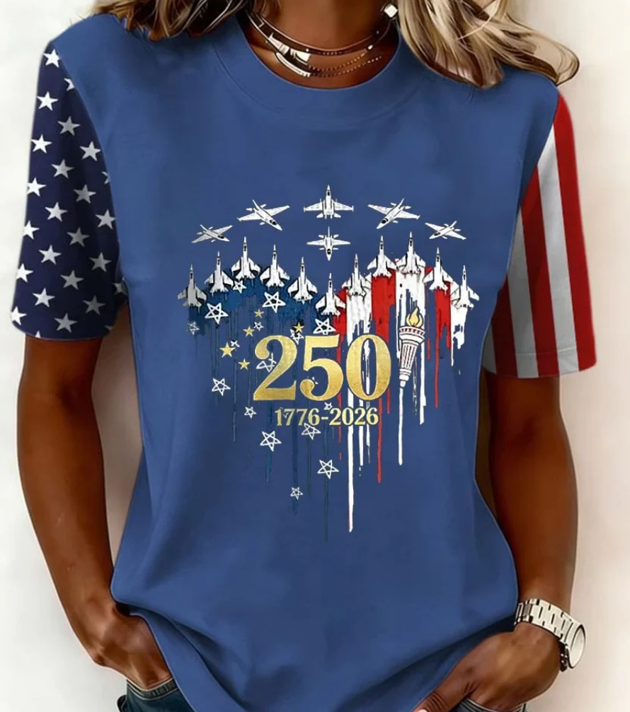 Eagle American Flag Cross Print Crewneck Short Sleeve T-Shirt