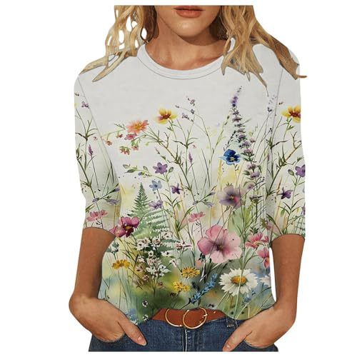 Women's Summer Ruffle Floral Print Short Sleeve T-Shirt