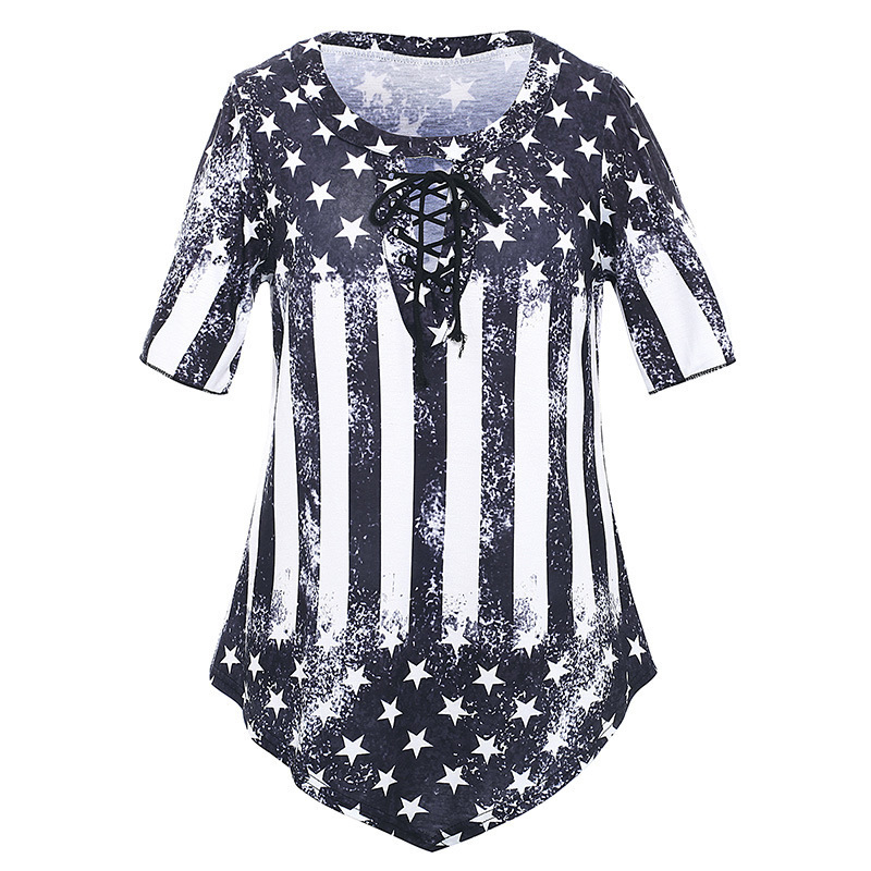 Flag Print Loose Short-Sleeve Women's T-Shirt