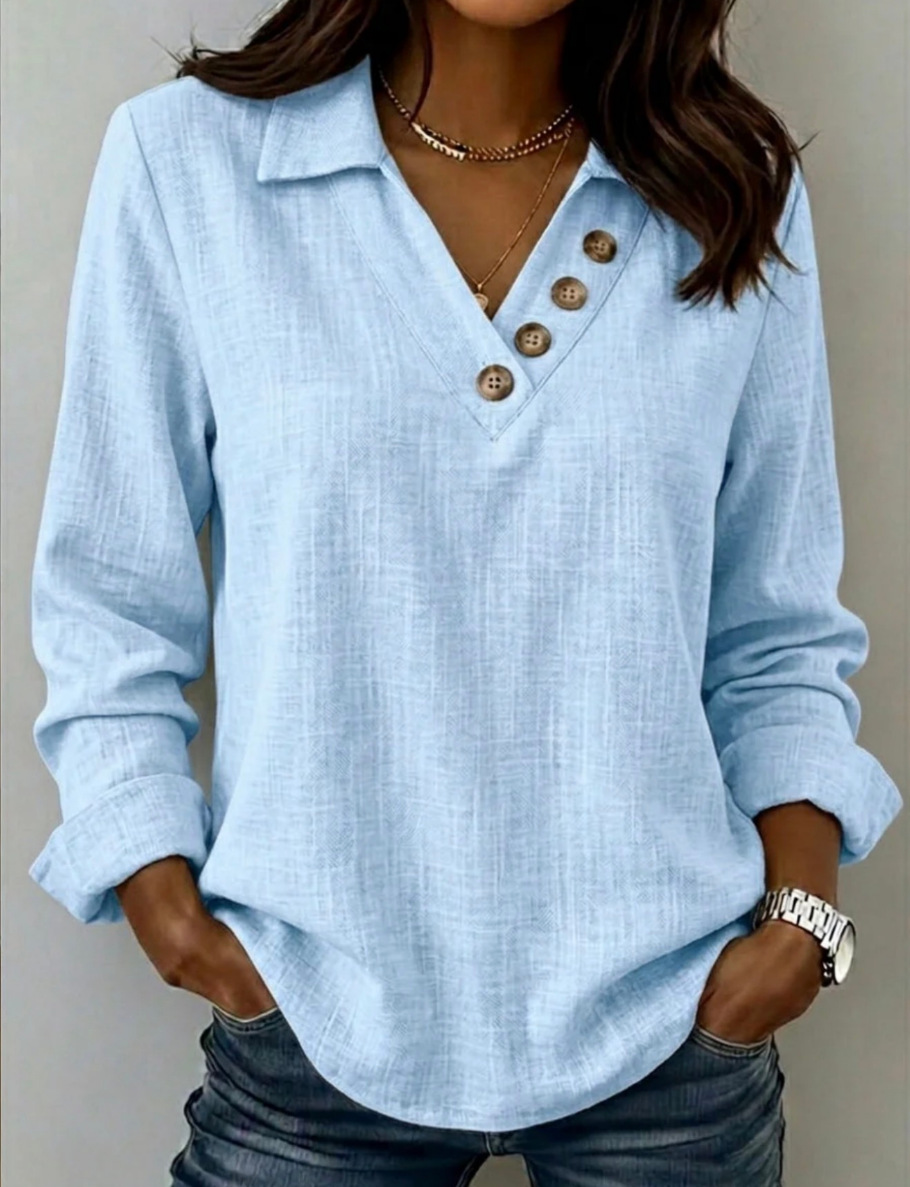 Women's Casual V-Neck Long-Sleeve T-Shirt