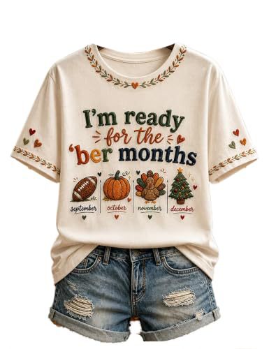 Olive Pumpkin Maple Leaf Print Short Sleeve T-Shirt