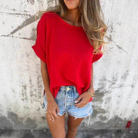Women's Solid Crewneck Short-Sleeve T-Shirt