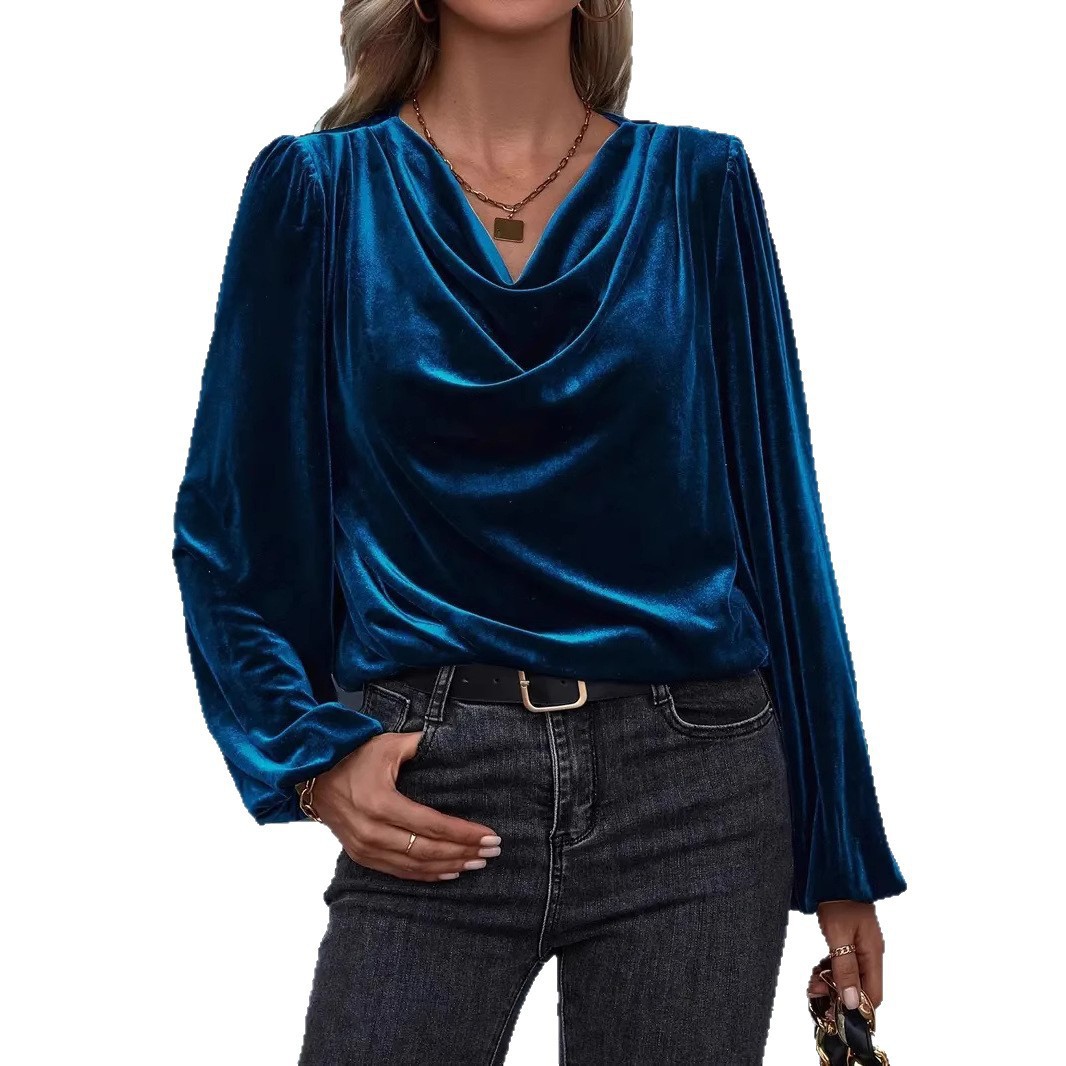Women's Long Sleeve Cowl Neck Top