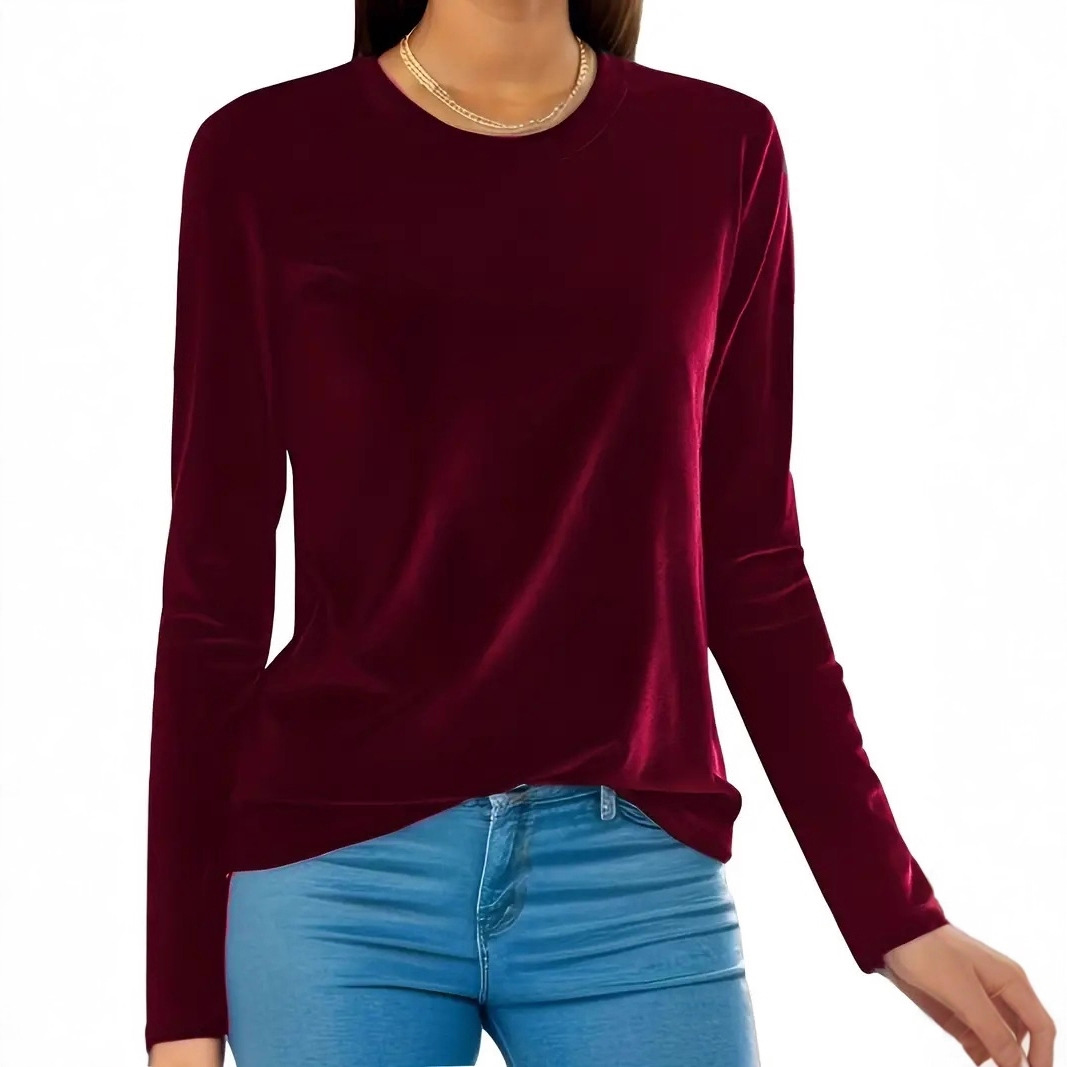 Women's Long Sleeve Crewneck T-Shirt Solid Color Thermal Base Layer