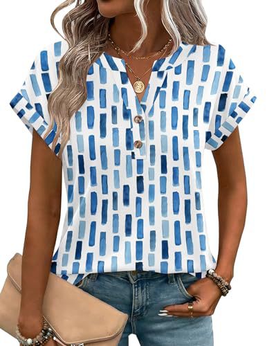 Women's Heart Floral Print V-Neck Short Sleeve T-Shirt