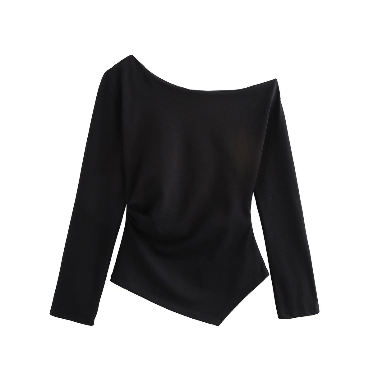 Women's Asymmetric Pleated Top Long Sleeve Pullover