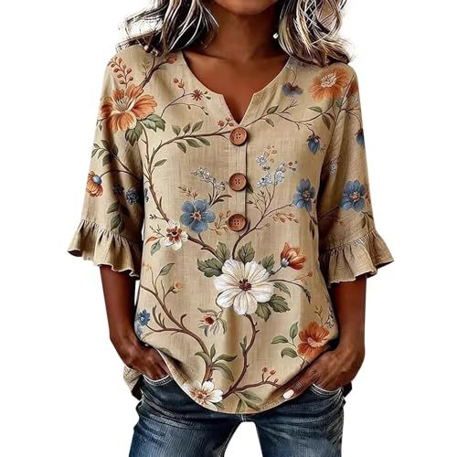 Plaid & Floral Print Short Sleeve Button-Up Top