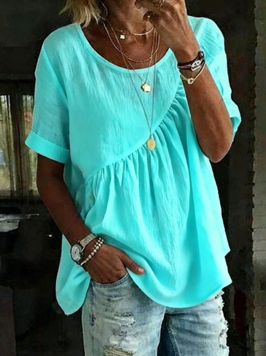 Women's Crewneck Short Sleeve Ruched T-Shirt