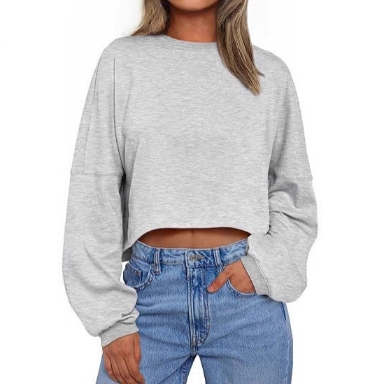 Women's Urban Style Polyester Long Sleeve Crewneck Loose Fit T-Shirt