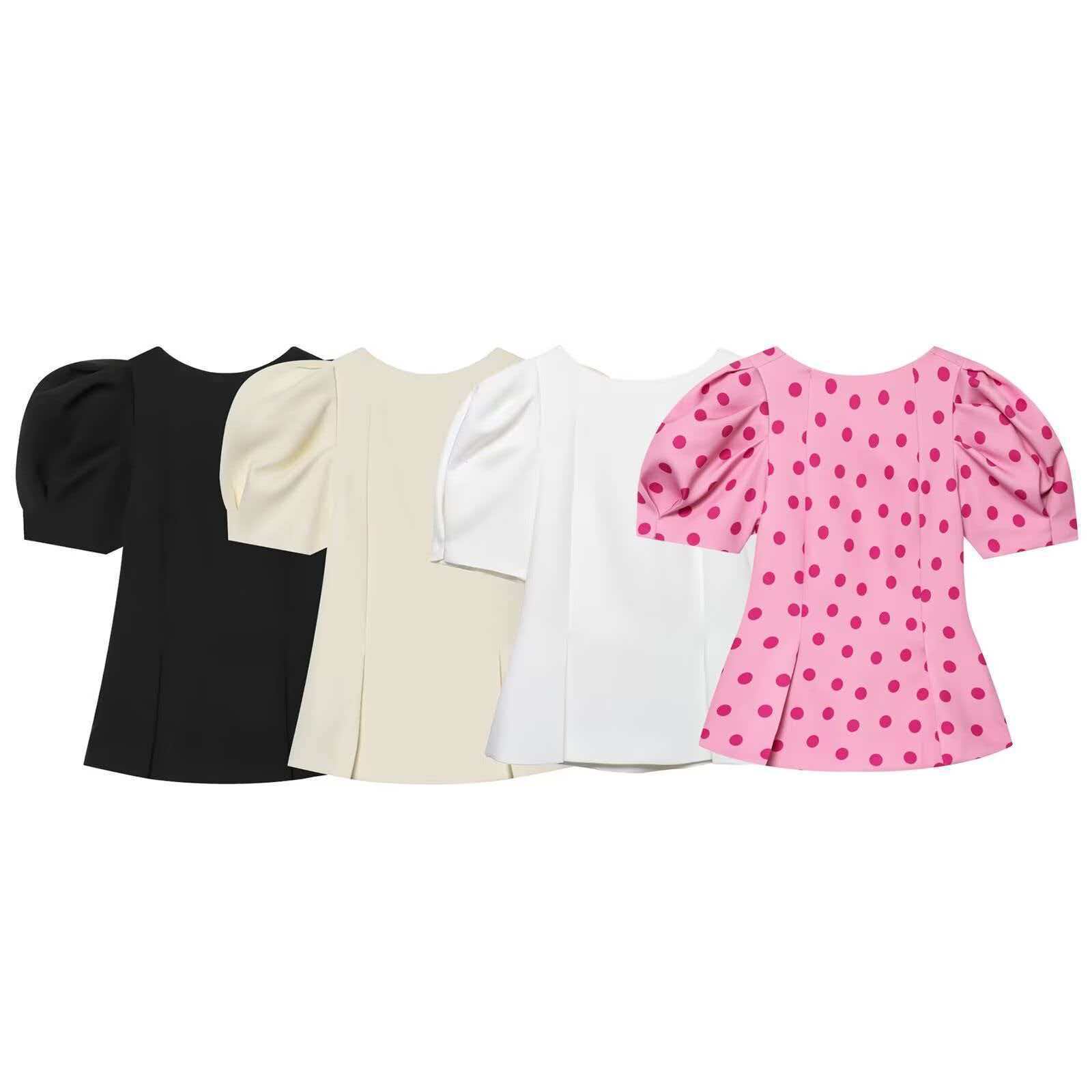 Women's Puff Sleeve Slim Fit Short Sleeve Top