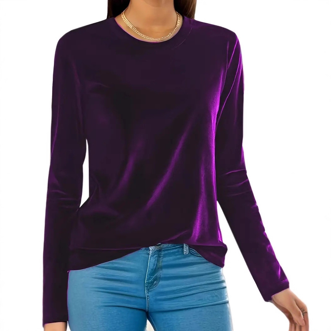 Women's Long Sleeve Crewneck T-Shirt Solid Color Thermal Base Layer