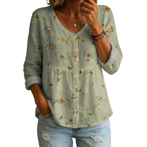 Floral Print V-Neck Long Sleeve T-Shirt