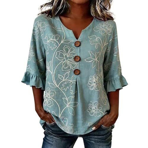 Plaid & Floral Print Short Sleeve Button-Up Top