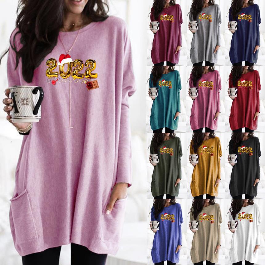 Women's Casual Long Sleeve Crewneck Pink Print Loose Pullover T-Shirt