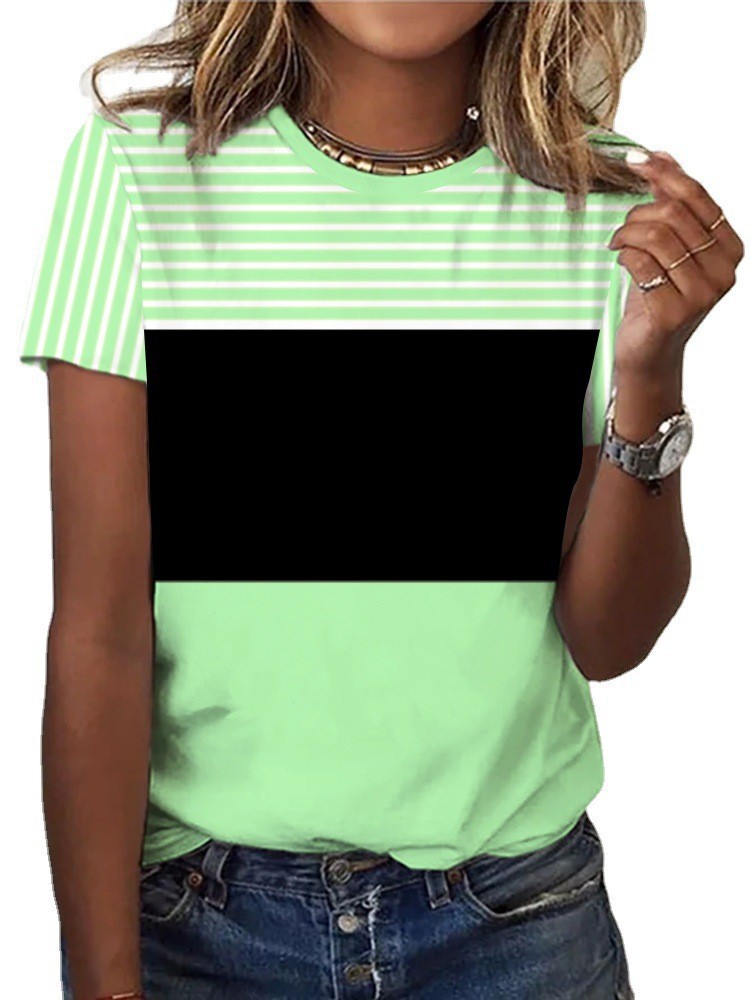 Women's Casual Round Neck Short Sleeve Digital Print T-Shirt