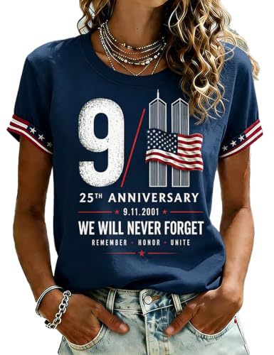 Women's Summer 911 Twin Towers 3D Print Short Sleeve T-Shirt