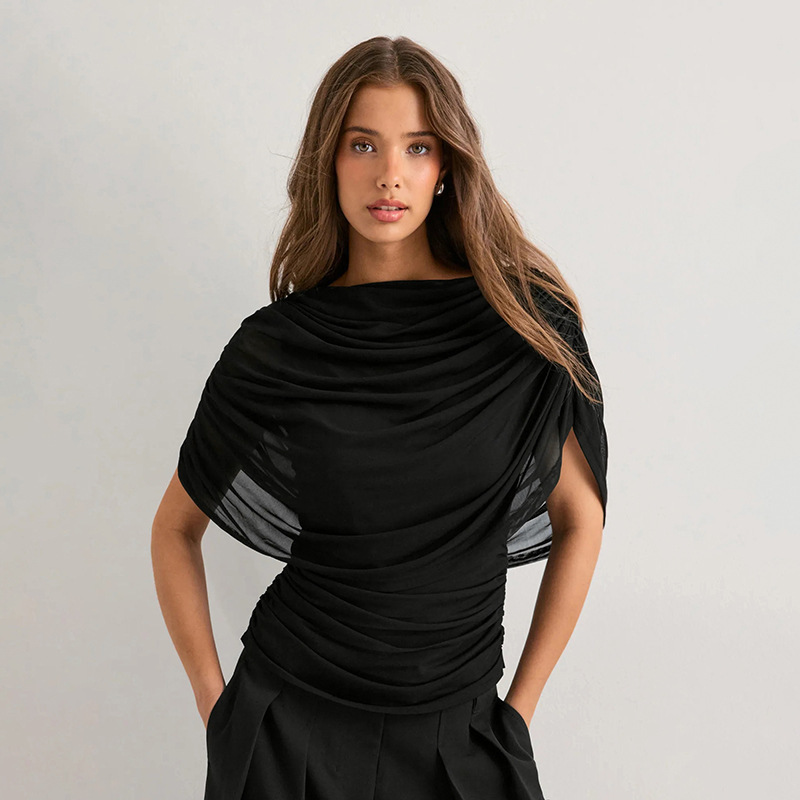 Women's Scarf-Neck Draped Sleeveless Fitted Top