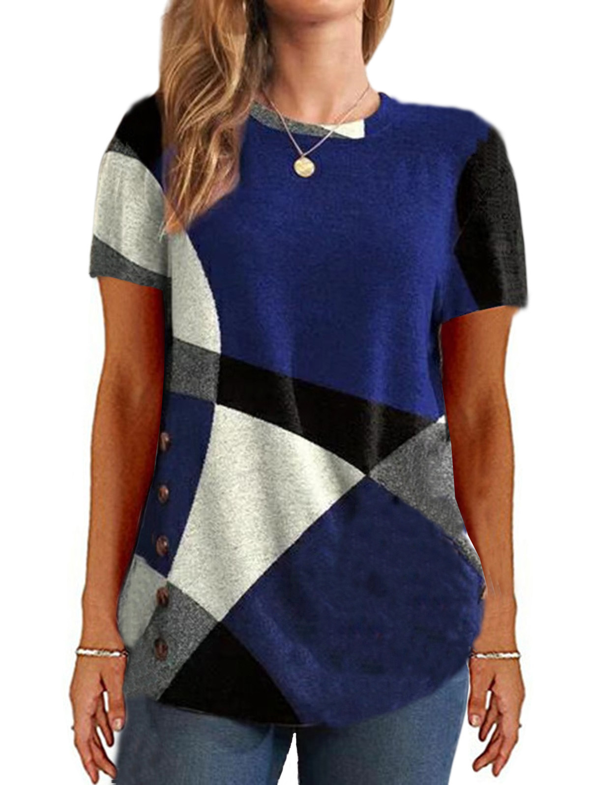 Women's Colorblock Print Short-Sleeve T-Shirt