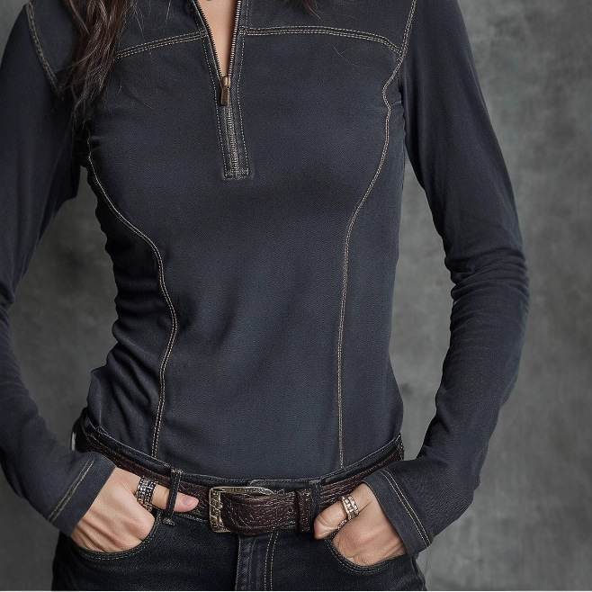 Vintage Washed Cotton Half-Zip Stand Collar Long Sleeve T-Shirt