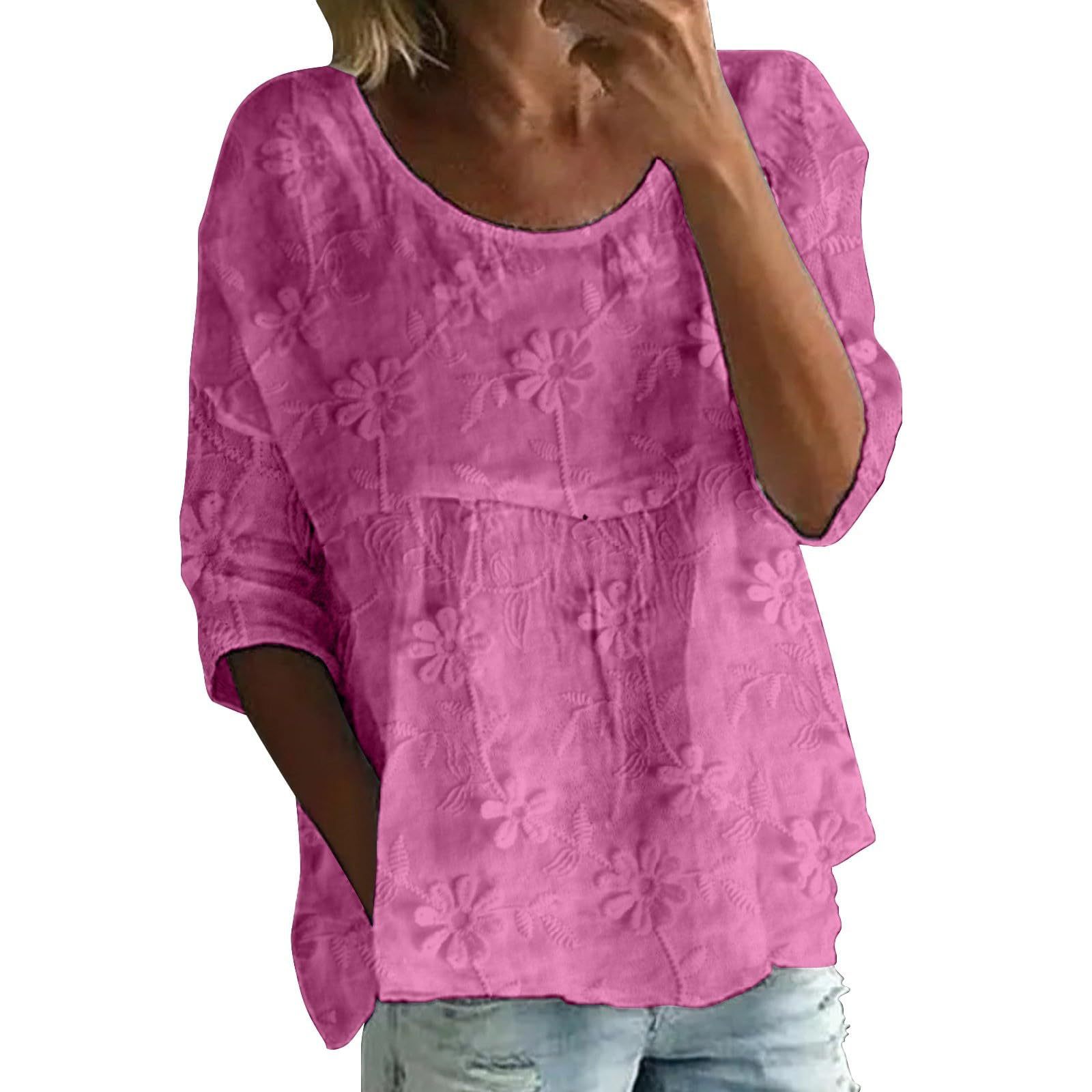 Summer Solid Print Round Neck Half-Sleeve Top