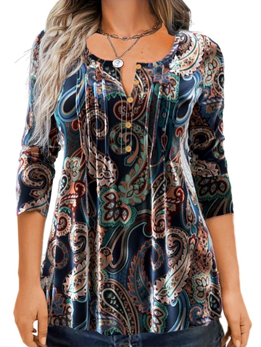 Women's Long Sleeve Printed Crewneck T-Shirt