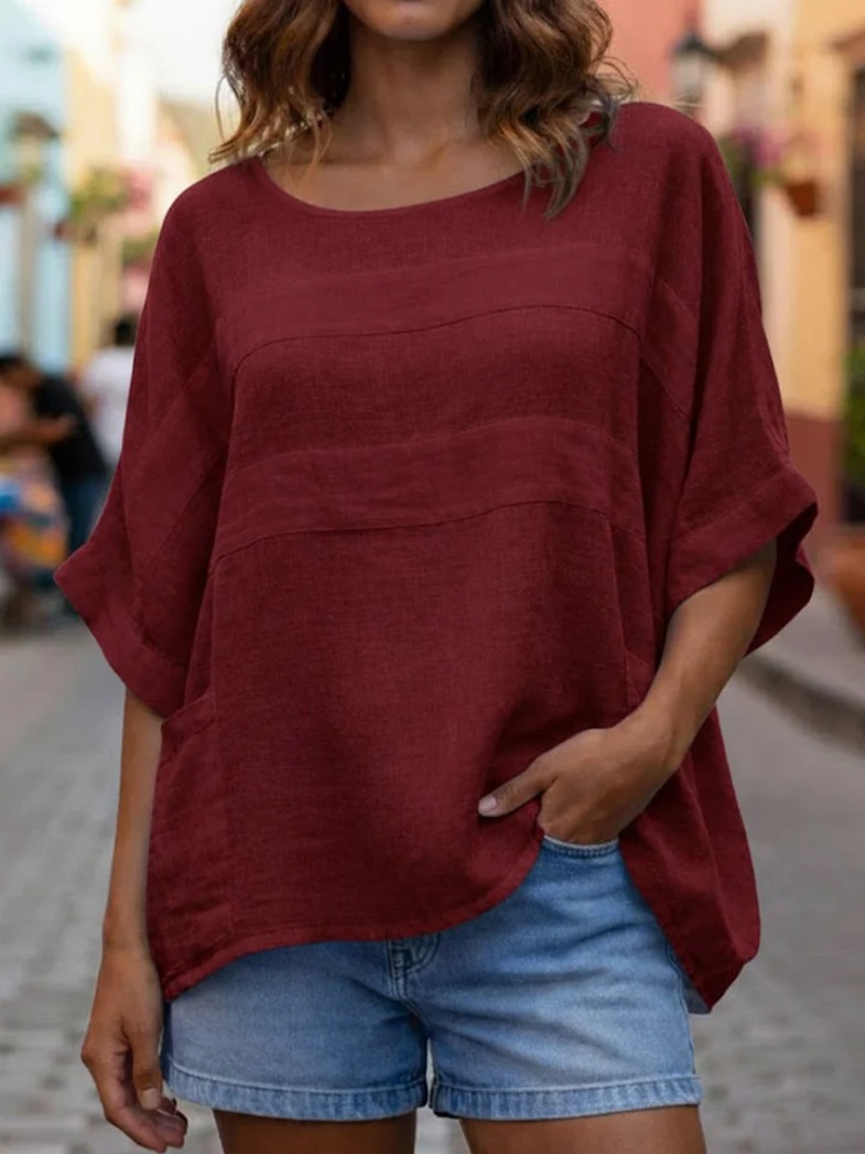 Women's Crewneck Three-Quarter Sleeve Loose Casual Top