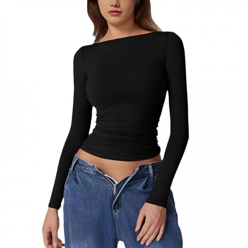 Sexy Open Back Long Sleeve Fitted Top
