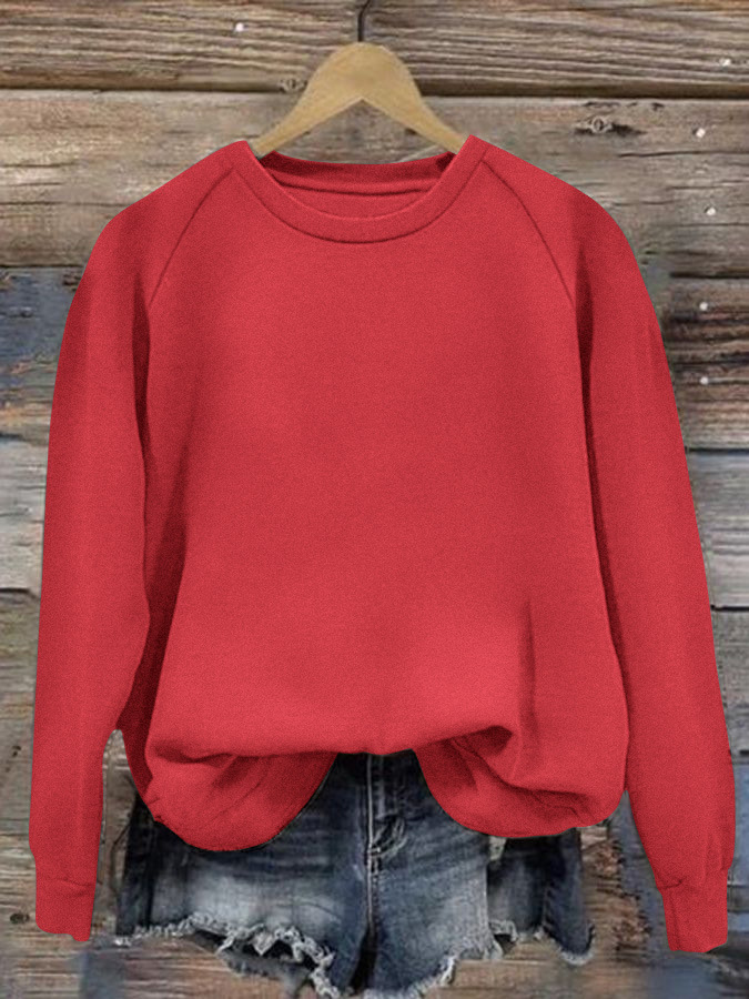 Women's Solid Crewneck Long Sleeve Loose Fit T-Shirt Top