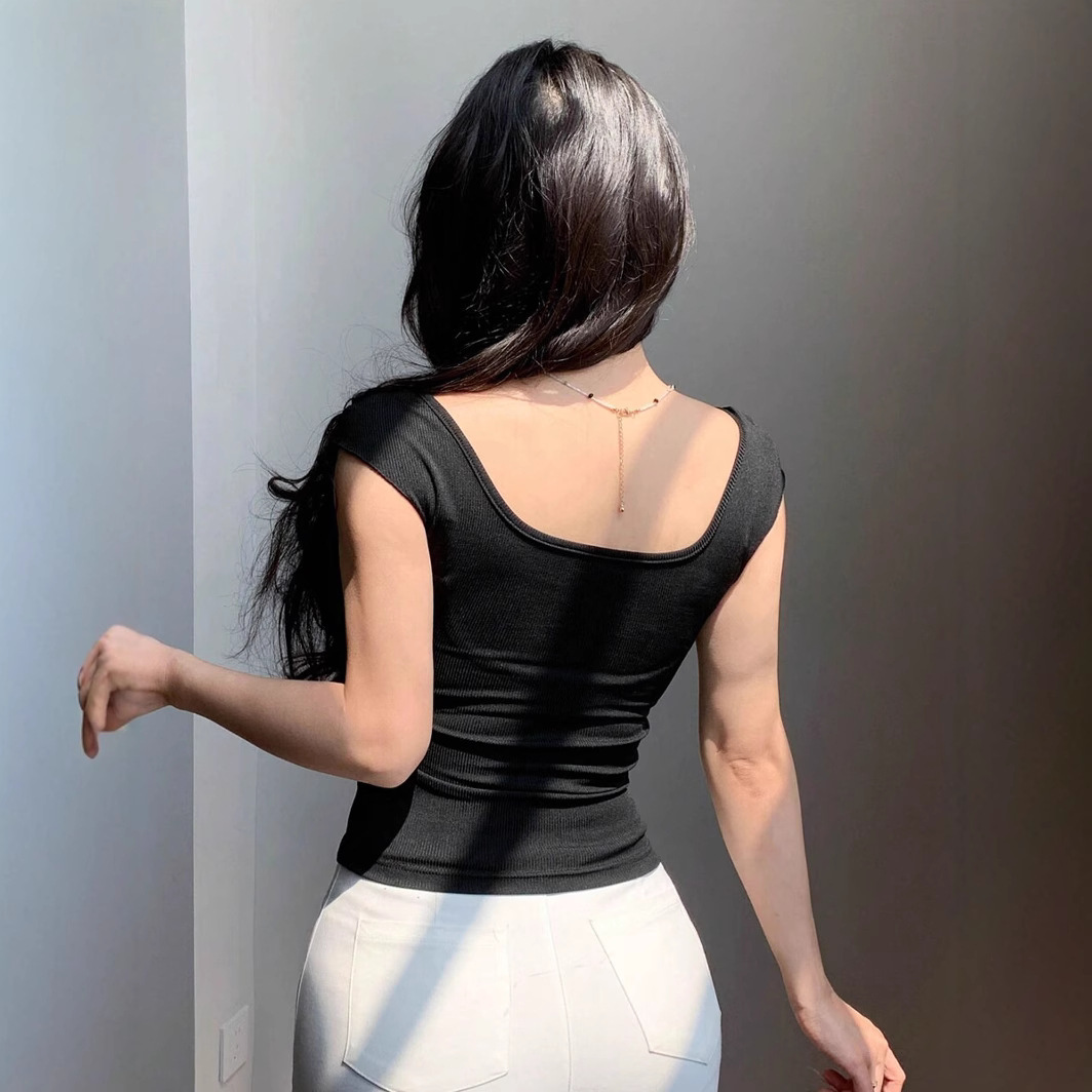 Women's Bow-Tie Slim Fit Sleeveless U-Neck Solid Tank Top