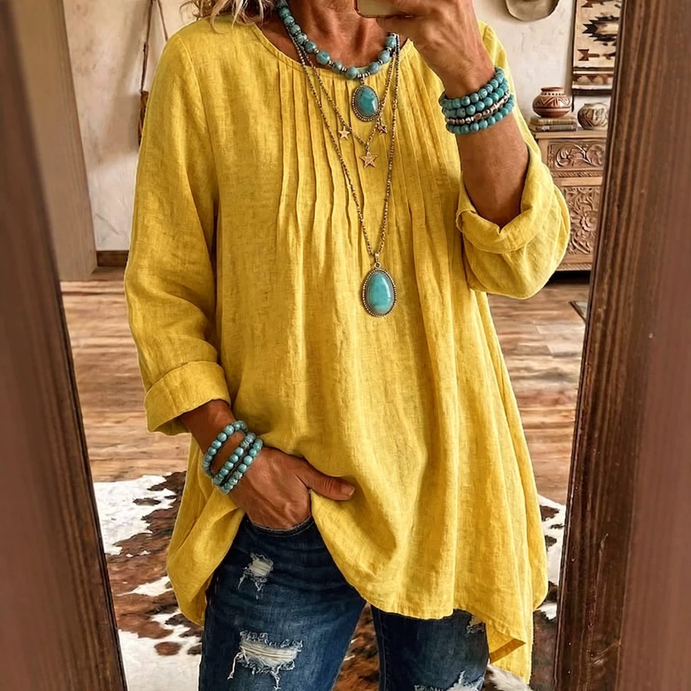 Women's Casual Crewneck Long-Sleeve Solid T-Shirt