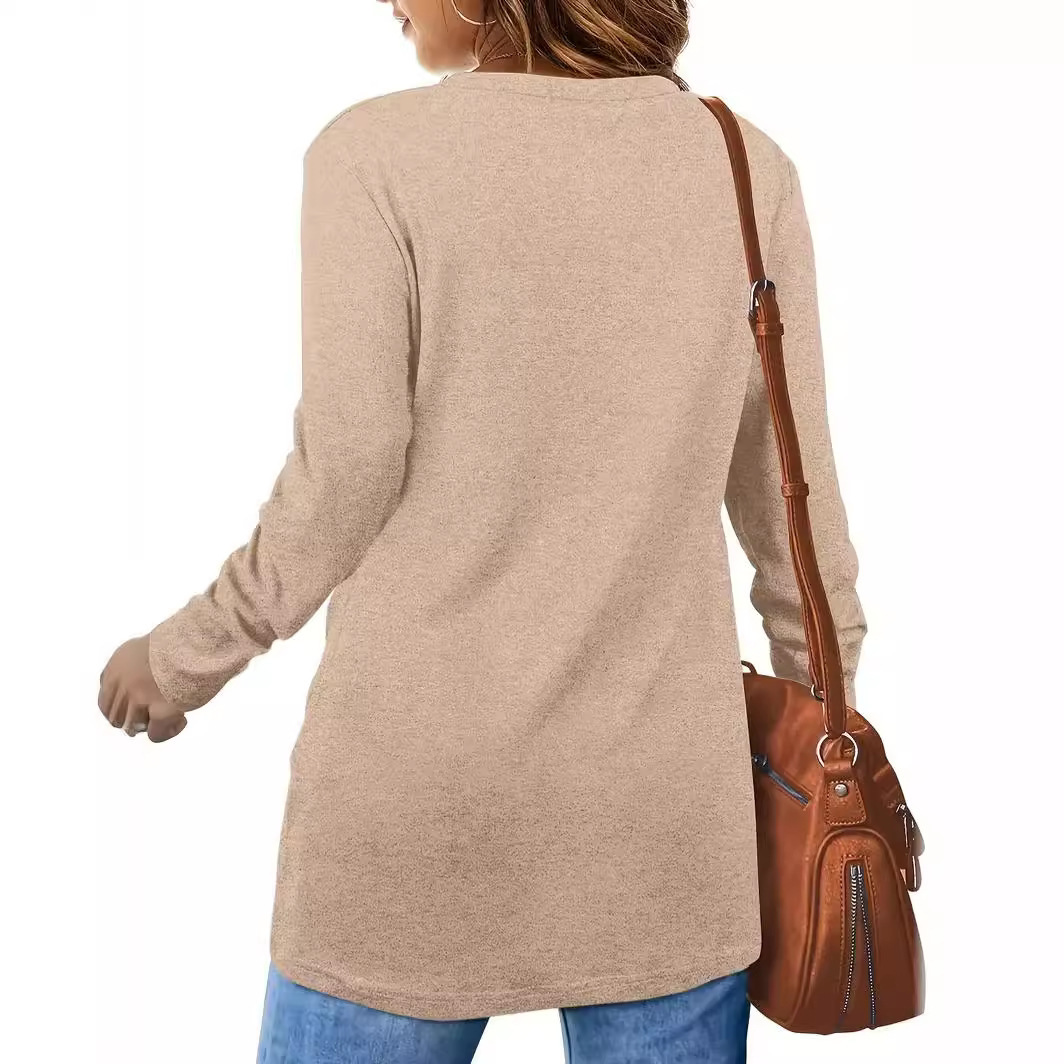 Women's Plus Size Twist Knot Long Sleeve Top