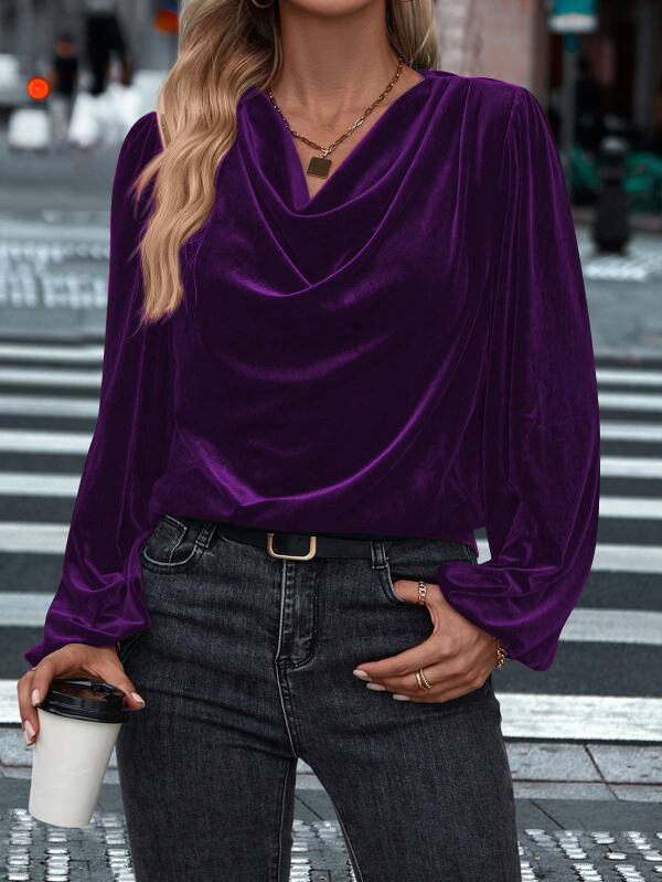 Women's Long Sleeve Cowl Neck Top