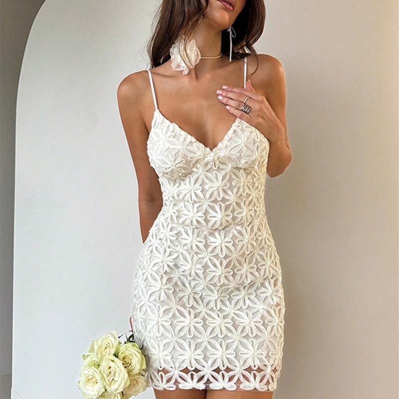 Women's Sleeveless V-Neck Bodycon Dress Floral Print