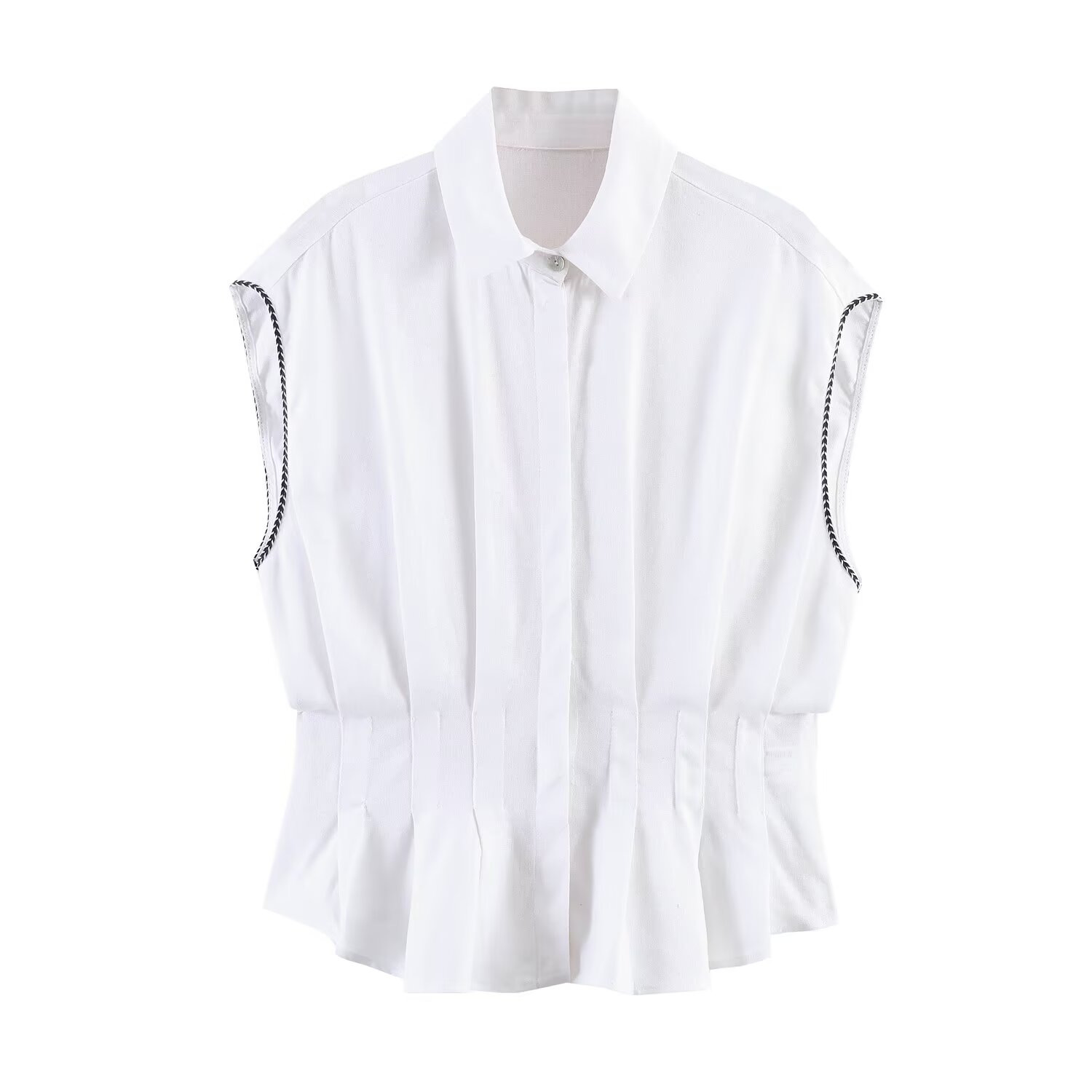 Women's Sleeveless Ruched Slimming Fitted Shirt