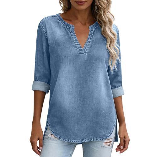 Women's V-Neck Long Sleeve Printed T-Shirt