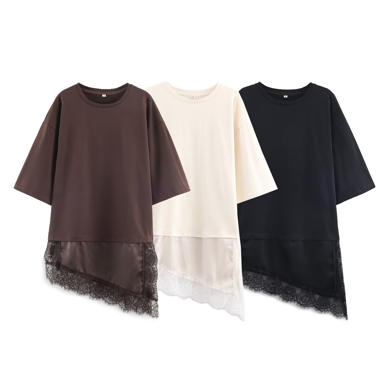Women's Summer Lace Hem Splice T-Shirt