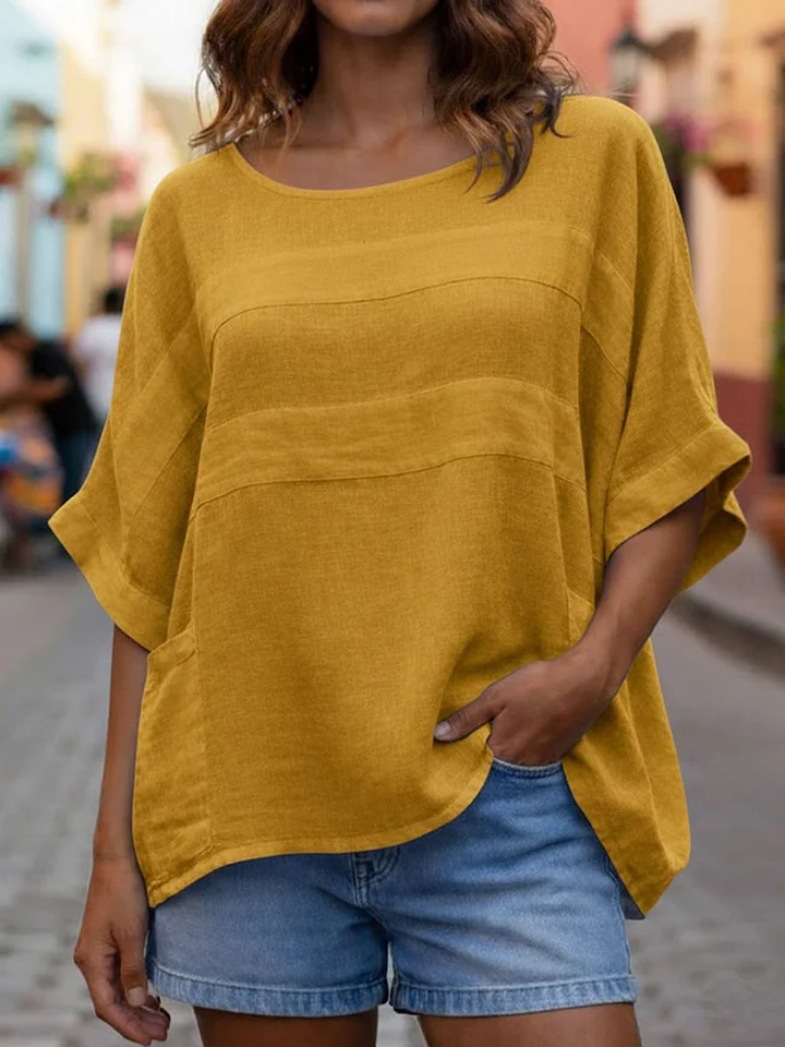 Women's Crewneck Three-Quarter Sleeve Loose Casual Top