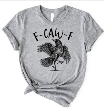 Bird & Crow Print Crewneck Short Sleeve Top