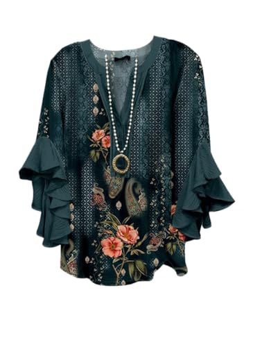 Women's Vintage Floral Print Half-Sleeve Top