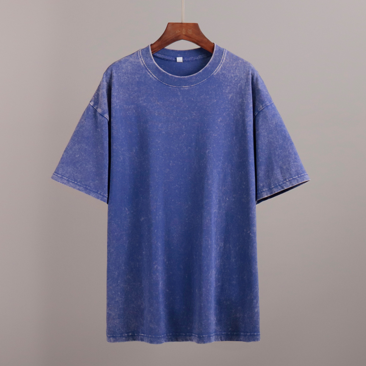Washed Distressed Short Sleeve T-Shirt Relaxed Crewneck Cotton