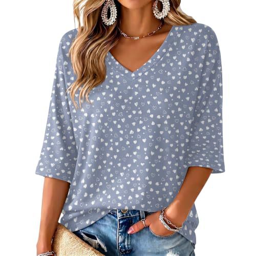 Floral Print V-Neck Half-Sleeve Women's T-Shirt