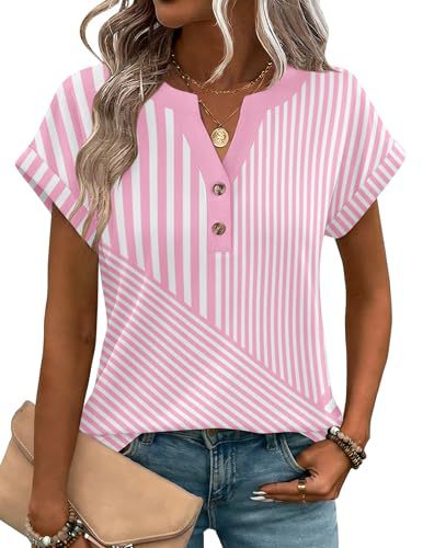Women's Heart Floral Print V-Neck Short Sleeve T-Shirt