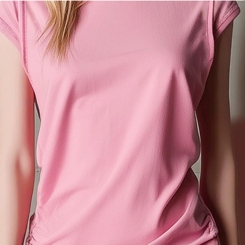 Retro Pink Sleeveless Crewneck Ruched Cotton Mini Dress